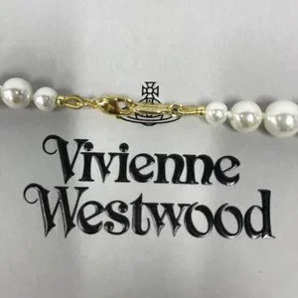 Vivienne Westwood Bas Relief Pearl Necklace Gold Tone LARGE